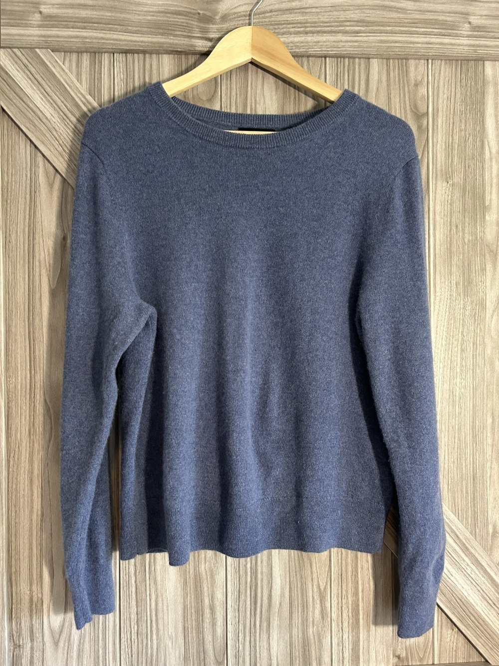 Quince 100% Cashmere Crewneck Knit Pullover Sweater Blue Size Large